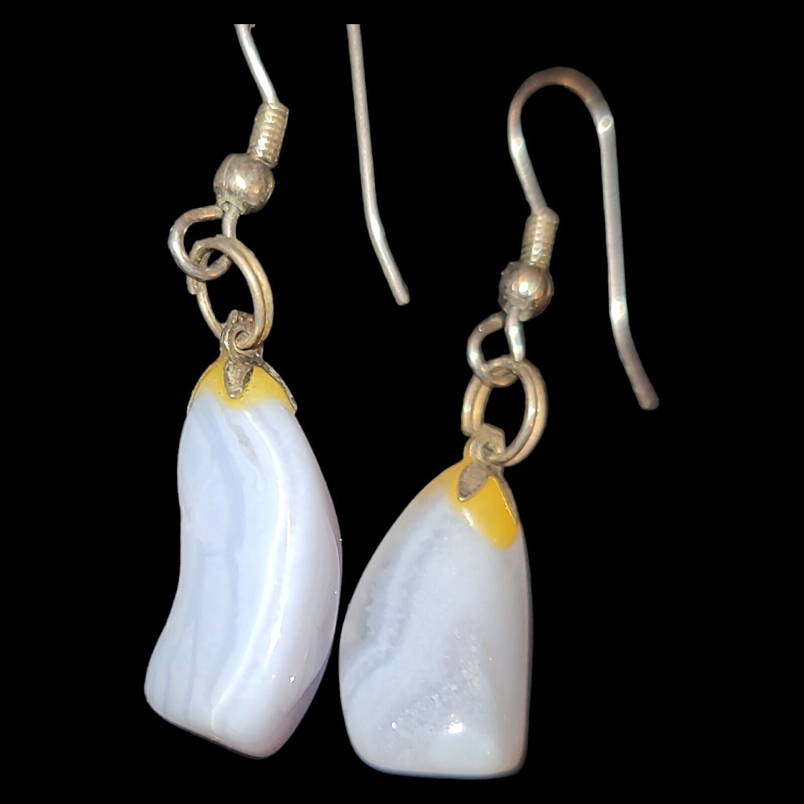 Tumbled Blue Lace Agate Stone Dangling Earrings 6$